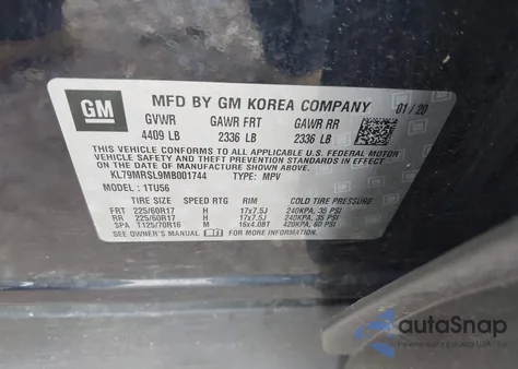 2021 Chevrolet Trailblazer Awd Lt from USA, damaged, VIN KL79MRSL9MB001744